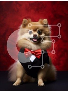 Σετ των 2 Intra Συλλεκτικό Ξύλινο Παζλ Plywood  4mm - Dapper Pomeranian σε σμόκιν Σε Ξύλινο Κουτί - Διαστάσεις: 10x10 cm – 25 κομμάτια