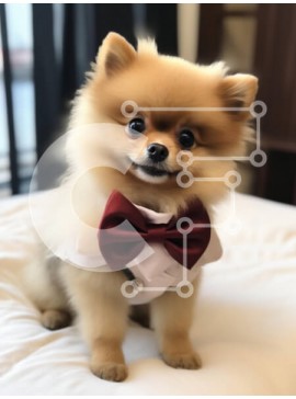 Σετ των 2 Intra Συλλεκτικό Ξύλινο Παζλ Plywood  4mm - Σκύλος Pomeranian σε σμόκιν με παπιγιόν Σε Ξύλινο Κουτί - Διαστάσεις: 10x10 cm – 25 κομμάτια