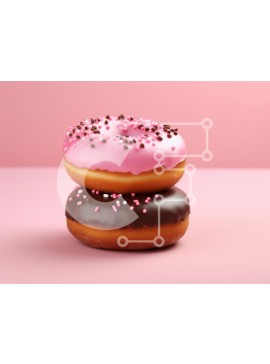 Σετ των 2 Intra Συλλεκτικό Ξύλινο Παζλ Plywood  4mm - Νόστιμα ντόνατς σε ροζ φόντο Σε Ξύλινο Κουτί - Διαστάσεις: 10x10 cm – 25 κομμάτια