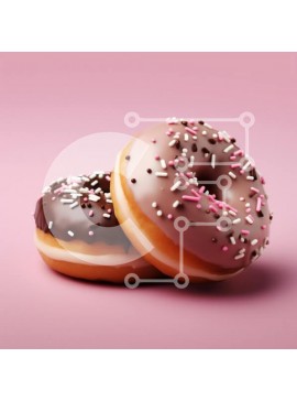 Σετ των 2 Intra Συλλεκτικό Ξύλινο Παζλ Plywood  4mm - Νόστιμα ντόνατς σε ροζ φόντο Σε Ξύλινο Κουτί - Διαστάσεις: 10x10 cm – 25 κομμάτια