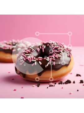 Σετ των 2 Intra Συλλεκτικό Ξύλινο Παζλ Plywood  4mm - Σοκολατένια ντόνατς με ψεκασμούς σε ροζ φόντο Σε Ξύλινο Κουτί - Διαστάσεις: 10x10 cm – 25 κομμάτια