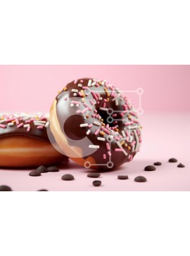 Σετ των 2 Intra Συλλεκτικό Ξύλινο Παζλ Plywood  4mm - Ντόνατς με επικάλυψη σοκολάτας σε ροζ φόντο Σε Ξύλινο Κουτί - Διαστάσεις: 10x10 cm – 25 κομμάτια