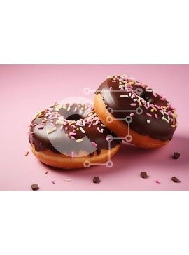 Σετ των 2 Intra Συλλεκτικό Ξύλινο Παζλ Plywood  4mm - Σοκολατένια ντόνατς με ψεκασμούς σε ροζ φόντο Σε Ξύλινο Κουτί - Διαστάσεις: 10x10 cm – 25 κομμάτια