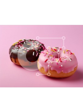 Σετ των 2 Intra Συλλεκτικό Ξύλινο Παζλ Plywood  4mm - Νόστιμα ντόνατς σε ροζ φόντο Σε Ξύλινο Κουτί - Διαστάσεις: 10x10 cm – 25 κομμάτια