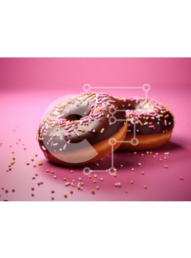 Σετ των 2 Intra Συλλεκτικό Ξύλινο Παζλ Plywood  4mm - Ντόνατς σοκολάτας με ψεκασμούς σε ροζ επιφάνεια Σε Ξύλινο Κουτί - Διαστάσεις: 10x10 cm – 25 κομμάτια