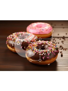 Σετ των 2 Intra Συλλεκτικό Ξύλινο Παζλ Plywood  4mm - Τρία πολύχρωμα ντόνατς σε ξύλινο φόντο Σε Ξύλινο Κουτί - Διαστάσεις: 10x10 cm – 25 κομμάτια