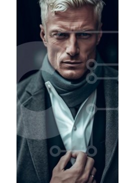 Intra Συλλεκτικό Ξύλινο Παζλ Plywood  4mm - Πορτρέτο ενός σοβαρού άνδρα με γκρι κοστούμι και λευκό πουκάμισο με κοντά ξανθά μαλλιά και μπλε μάτια Σε Ξύλινο Κουτί - Διαστάσεις Puzzle: 10x10 cm – 25 κομμάτια