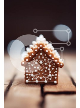 Σετ των 2 Intra Συλλεκτικό Ξύλινο Παζλ Plywood  4mm - Διακοσμημένο μελόψωμο σπίτι Σε Ξύλινο Κουτί - Διαστάσεις: 10x10 cm – 25 κομμάτια