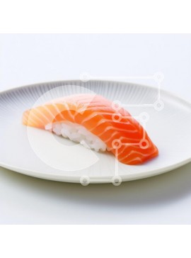 Σετ των 2 Intra Συλλεκτικό Ξύλινο Παζλ Plywood  4mm - Σούσι Nigiri Salmon σε ένα άσπρο πιάτο Σε Ξύλινο Κουτί - Διαστάσεις: 10x10 cm – 25 κομμάτια