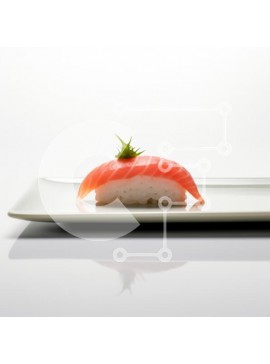 Σετ των 2 Intra Συλλεκτικό Ξύλινο Παζλ Plywood  4mm - Σούσι Nigiri Salmon στο λευκό πιάτο Σε Ξύλινο Κουτί - Διαστάσεις: 10x10 cm – 25 κομμάτια