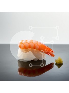 Σετ των 2 Intra Συλλεκτικό Ξύλινο Παζλ Plywood  4mm - Σούσι γαρίδας σε μαύρη επιφάνεια Σε Ξύλινο Κουτί - Διαστάσεις: 10x10 cm – 25 κομμάτια