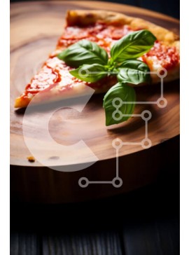 Σετ των 2 Intra Συλλεκτικό Ξύλινο Παζλ Plywood  4mm - Φέτα πίτσας με βασιλικό σε ξύλινη σανίδα Σε Ξύλινο Κουτί - Διαστάσεις: 10x10 cm – 25 κομμάτια