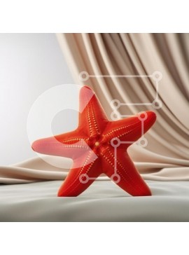 Intra Συλλεκτικό Ξύλινο Παζλ Plywood  4mm - Κόκκινος αστερίας σε κρεμ ύφασμα φόντο Σε Ξύλινο Κουτί - Διαστάσεις: 10x10 cm – 25 κομμάτια