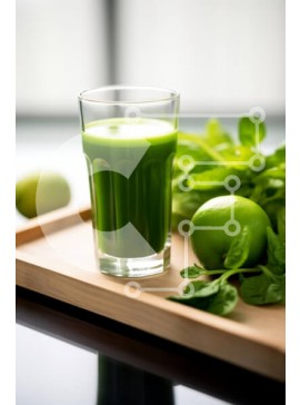 Σετ των 2 Intra Συλλεκτικό Ξύλινο Παζλ Plywood  4mm - Δροσιστικός πράσινος χυμός με φρέσκα υλικά Σε Ξύλινο Κουτί - Διαστάσεις: 10x10 cm – 25 κομμάτια