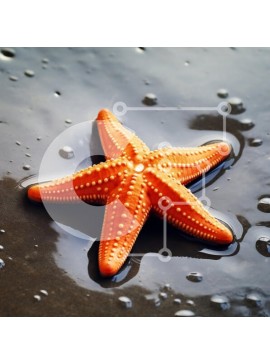 Intra Συλλεκτικό Ξύλινο Παζλ Plywood  4mm - Πορτοκαλί αστερίας σε υγρή επιφάνεια Σε Ξύλινο Κουτί - Διαστάσεις: 10x10 cm – 25 κομμάτια