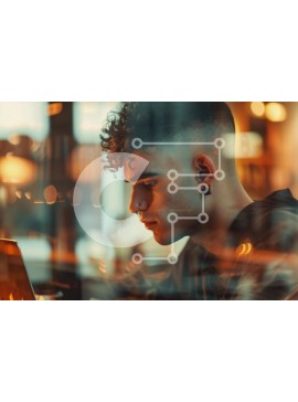 Intra Συλλεκτικό Ξύλινο Παζλ Plywood  4mm - Νεαρός άνδρας επικεντρώθηκε στο φορητό υπολογιστή σε ένα άνετο περιβάλλον Σε Ξύλινο Κουτί - Διαστάσεις Puzzle: 10x10 cm – 25 κομμάτια