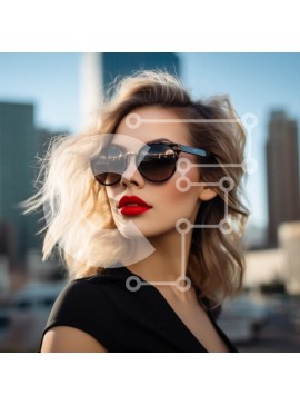 Σετ των 2 Intra Συλλεκτικό Ξύλινο Παζλ Plywood  4mm - Κομψή γυναίκα σε αστικό περιβάλλον με γυαλιά ηλίου Σε Ξύλινο Κουτί - Διαστάσεις: 10x10 cm – 25 κομμάτια