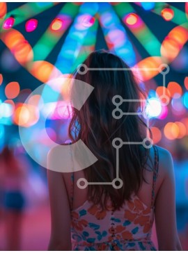 Intra Συλλεκτικό Ξύλινο Παζλ Plywood  4mm - Νεαρή γυναίκα σε ένα πολύχρωμο καρναβάλι Σε Ξύλινο Κουτί - Διαστάσεις Puzzle: 10x10 cm – 25 κομμάτια