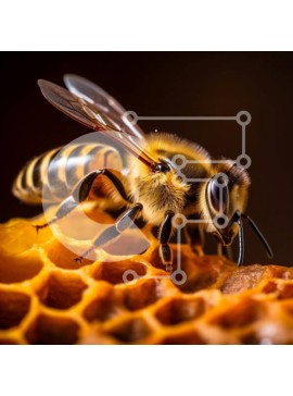 Intra Συλλεκτικό Ξύλινο Παζλ Plywood  4mm - Κοντινό πλάνο μιας μέλισσας στην κηρήθρα Σε Ξύλινο Κουτί - Διαστάσεις: 10x10 cm – 25 κομμάτια