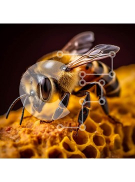 Intra Συλλεκτικό Ξύλινο Παζλ Plywood  4mm - Κοντινό πλάνο μιας μέλισσας στην κηρήθρα Σε Ξύλινο Κουτί - Διαστάσεις: 10x10 cm – 25 κομμάτια