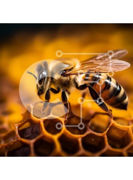 Intra Συλλεκτικό Ξύλινο Παζλ Plywood  4mm - Κοντινό πλάνο μιας μέλισσας στην κηρήθρα Σε Ξύλινο Κουτί - Διαστάσεις: 10x10 cm – 25 κομμάτια