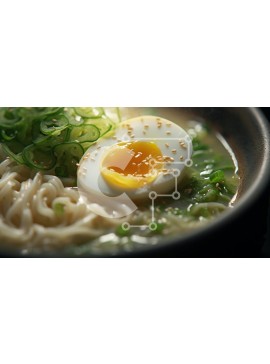 Σετ των 2 Intra Συλλεκτικό Ξύλινο Παζλ Plywood  4mm - Νόστιμο μπολ Ramen με μαλακό αυγό και πράσινα κρεμμύδια Σε Ξύλινο Κουτί - Διαστάσεις: 10x10 cm – 25 κομμάτια