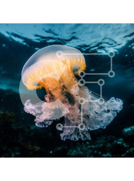 Intra Συλλεκτικό Ξύλινο Παζλ Plywood  4mm - Χαριτωμένη μέδουσα στο καθαρό νερό του ωκεανού Σε Ξύλινο Κουτί - Διαστάσεις: 10x10 cm – 25 κομμάτια