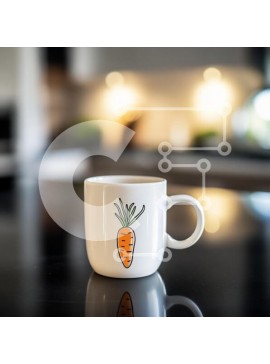 Σετ των 2 Intra Συλλεκτικό Ξύλινο Παζλ Plywood  4mm - Λευκή κούπα με καρότο εικονογράφηση Σε Ξύλινο Κουτί - Διαστάσεις: 10x10 cm – 25 κομμάτια