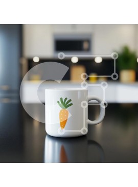 Intra Συλλεκτικό Ξύλινο Παζλ Plywood  4mm - Λευκή κούπα με σχέδιο καρότου στη μοντέρνα κουζίνα Σε Ξύλινο Κουτί - Διαστάσεις Puzzle: 10x10 cm – 25 κομμάτια