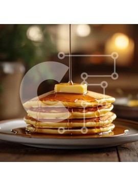 Σετ των 2 Intra Συλλεκτικό Ξύλινο Παζλ Plywood  4mm - Στοίβα από τηγανίτες με σιρόπι σφενδάμου και βούτυρο Σε Ξύλινο Κουτί - Διαστάσεις: 10x10 cm – 25 κομμάτια