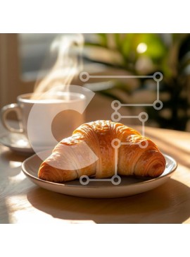 Σετ των 2 Intra Συλλεκτικό Ξύλινο Παζλ Plywood  4mm - Άνετο πρωινό με κρουασάν και καφέ Σε Ξύλινο Κουτί - Διαστάσεις: 10x10 cm – 25 κομμάτια