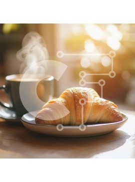 Σετ των 2 Intra Συλλεκτικό Ξύλινο Παζλ Plywood  4mm - Άνετο πρωινό με κρουασάν και καφέ Σε Ξύλινο Κουτί - Διαστάσεις: 10x10 cm – 25 κομμάτια