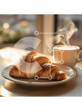 Σετ των 2 Intra Συλλεκτικό Ξύλινο Παζλ Plywood  4mm - Νόστιμο κρουασάν και καφές Σε Ξύλινο Κουτί - Διαστάσεις: 10x10 cm – 25 κομμάτια