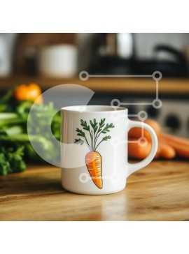 Σετ των 2 Intra Συλλεκτικό Ξύλινο Παζλ Plywood  4mm - Κεραμική κούπα με σχέδιο καρότο Σε Ξύλινο Κουτί - Διαστάσεις: 10x10 cm – 25 κομμάτια