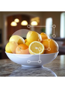 Σετ των 2 Intra Συλλεκτικό Ξύλινο Παζλ Plywood  4mm - Μπολ με φρέσκα λεμόνια και πορτοκάλια στον πάγκο από γρανίτη Σε Ξύλινο Κουτί - Διαστάσεις: 10x10 cm – 25 κομμάτια