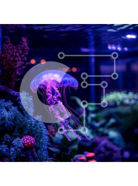 Intra Συλλεκτικό Ξύλινο Παζλ Plywood  4mm - Φωτεινή μέδουσα σε υδάτινο περιβάλλον Σε Ξύλινο Κουτί - Διαστάσεις: 10x10 cm – 25 κομμάτια