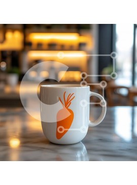 Σετ των 2 Intra Συλλεκτικό Ξύλινο Παζλ Plywood  4mm - Κεραμική κούπα με σχέδιο καρότο Σε Ξύλινο Κουτί - Διαστάσεις: 10x10 cm – 25 κομμάτια