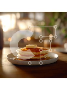 Σετ των 2 Intra Συλλεκτικό Ξύλινο Παζλ Plywood  4mm - Νόστιμη στοίβα τηγανίτες με σιρόπι και βούτυρο Σε Ξύλινο Κουτί - Διαστάσεις: 10x10 cm – 25 κομμάτια