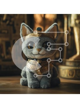 Intra Συλλεκτικό Ξύλινο Παζλ Plywood  4mm - Λούτρινο παιχνίδι γάτας σε αρχαίο αιγυπτιακό στιλ Σε Ξύλινο Κουτί - Διαστάσεις: 10x10 cm – 25 κομμάτια