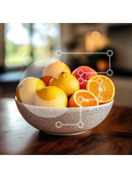 Σετ των 2 Intra Συλλεκτικό Ξύλινο Παζλ Plywood  4mm - Μπολ με εσπεριδοειδή σε ξύλινο τραπέζι Σε Ξύλινο Κουτί - Διαστάσεις: 10x10 cm – 25 κομμάτια