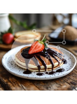 Σετ των 2 Intra Συλλεκτικό Ξύλινο Παζλ Plywood  4mm - Λαχταριστές τηγανίτες με σάλτσα σοκολάτας και φράουλα Σε Ξύλινο Κουτί - Διαστάσεις: 10x10 cm – 25 κομμάτια