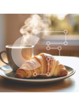 Σετ των 2 Intra Συλλεκτικό Ξύλινο Παζλ Plywood  4mm - Ζεστή σκηνή πρωινού με κρουασάν και καφέ Σε Ξύλινο Κουτί - Διαστάσεις: 10x10 cm – 25 κομμάτια