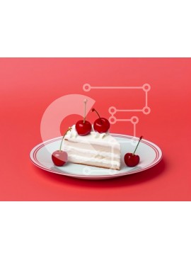 Σετ των 2 Intra Συλλεκτικό Ξύλινο Παζλ Plywood  4mm - Φέτα κέικ με κεράσια σε φόντο κοραλλιών Σε Ξύλινο Κουτί - Διαστάσεις: 10x10 cm – 25 κομμάτια