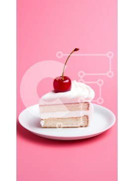 Intra Συλλεκτικό Ξύλινο Παζλ Plywood  4mm - Φέτα κέικ με κεράσι σε ροζ φόντο Σε Ξύλινο Κουτί - Διαστάσεις: 10x10 cm – 25 κομμάτια