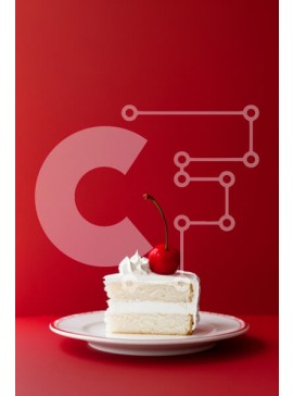 Σετ των 2 Intra Συλλεκτικό Ξύλινο Παζλ Plywood  4mm - Φέτα λευκό κέικ με κεράσι σε κόκκινο φόντο Σε Ξύλινο Κουτί - Διαστάσεις: 10x10 cm – 25 κομμάτια