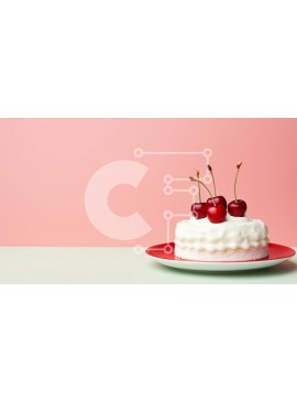 Σετ των 2 Intra Συλλεκτικό Ξύλινο Παζλ Plywood  4mm - Κέικ με κορυφές κερασιών σε ροζ φόντο Σε Ξύλινο Κουτί - Διαστάσεις: 10x10 cm – 25 κομμάτια