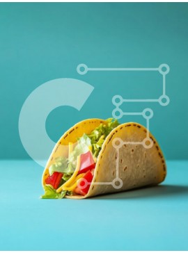 Σετ των 2 Intra Συλλεκτικό Ξύλινο Παζλ Plywood  4mm - Ζωντανό Taco σε τιρκουάζ φόντο Σε Ξύλινο Κουτί - Διαστάσεις: 10x10 cm – 25 κομμάτια