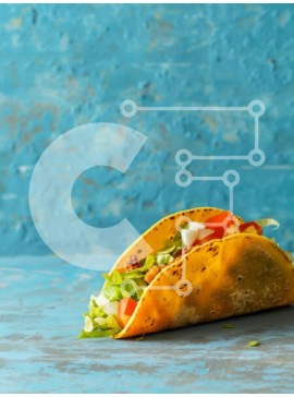 Σετ των 2 Intra Συλλεκτικό Ξύλινο Παζλ Plywood  4mm - Tacos με φρέσκα συστατικά σε μπλε φόντο Σε Ξύλινο Κουτί - Διαστάσεις: 10x10 cm – 25 κομμάτια