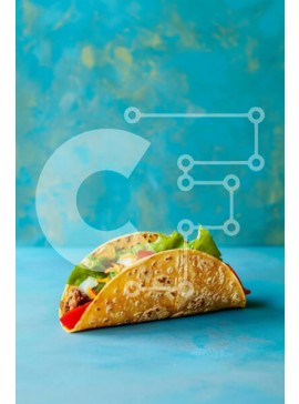 Σετ των 2 Intra Συλλεκτικό Ξύλινο Παζλ Plywood  4mm - Νόστιμο Taco σε μπλε φόντο Σε Ξύλινο Κουτί - Διαστάσεις: 10x10 cm – 25 κομμάτια