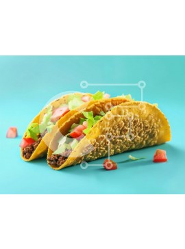 Σετ των 2 Intra Συλλεκτικό Ξύλινο Παζλ Plywood  4mm - Νόστιμα Tacos σε τιρκουάζ φόντο Σε Ξύλινο Κουτί - Διαστάσεις: 10x10 cm – 25 κομμάτια